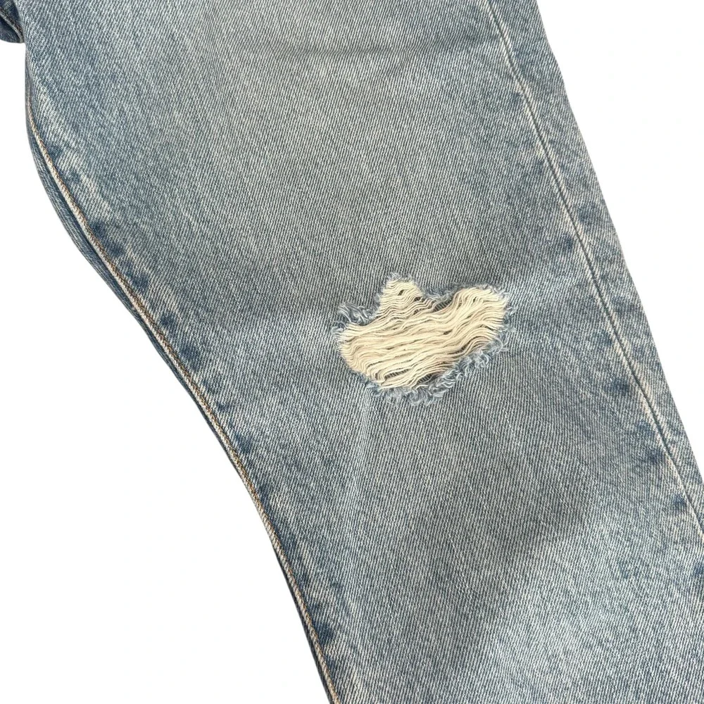 Levis Premium 501 Distressed Light‎ Wash Button Fly Jeans W28 L28 Denim Skinny